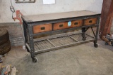 3-Drawer Rolling Shop Table; 2'x8'