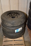 1 Lot of 3 Airsun 225/75 R15 10-Ply Tires w/Black Wheels