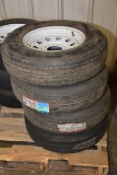 1 Lot of 4 Diamondback 225/75 R15 10-Ply Tires w/White Wheels