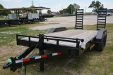HP Trailers 16'+2' Heavy Duty Flatbed Trailer w/Tandem 7K Axles, Wood Floor, Adjustable Width Skidlo