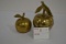 Vintage Brass Apple-Shaped Paperweight and Apple-Shaped Bell