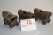 Group of 3 Metal Brass-Colored Souvenir Covered Wagon Toothpick/Ashtray