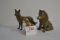 Group of 3 Brass and Pot Metal Collie Dogs