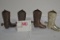 Group of Metal, Brass, and Silver-Colored Cowboy Boot Toothpick Holders