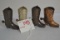 Group of Metal, Brass, and Silver-Colored Cowboy Boot Toothpick Holders