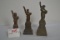 Group of 3 Miniature Pot Metal Statue of Liberty Figurines