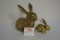 Pair of Brass Large and Small Rabbits