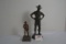 Pot Metal Boot Hill Cowboy, Dodge City, KS, Paperweight and Drill Sergeant by Marked Timmerman; 9-1/