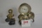 Vintage Pot Metal Indoor Thermometer of Elephant Tusk (Broken) with Vintage Iron Elephant Bottle Ope