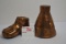 Pair of Brass-Colored Metal Banks including Space Capsule and Baby Shoe