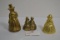 Group of 3 Brass Colonial Figurine Bells; Various Sizes; Made in England