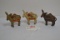 Group of 3 Metal Brass-Finish Handpainted Royal Gorge and Missouri Souvenir Donkeys