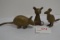 Group of 3 Brass Figurines including Mouse, Kangaroo, and Armadillo