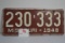 1948 Missouri License Plate