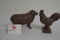 Pair of Contemporary Cast Iron Sheep and Chicken