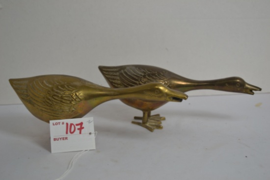 Pair of Brass Geese