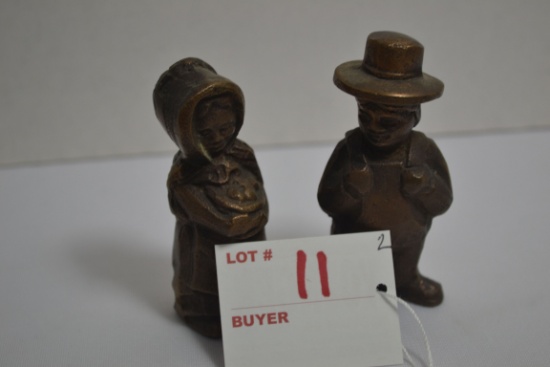 Pair of Brass Pioneer Figurines; 3-1/2"