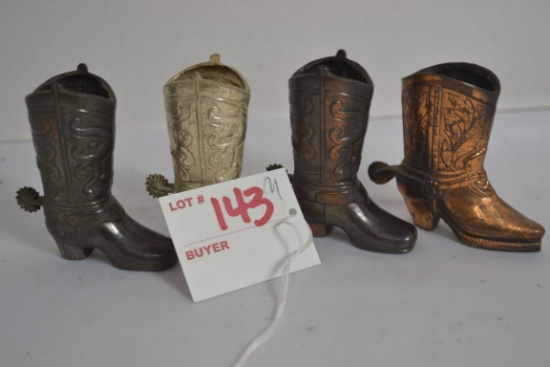 Group of Metal, Brass, and Silver-Colored Cowboy Boot Toothpick Holders