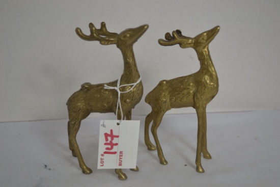 Pair of Brass Stags