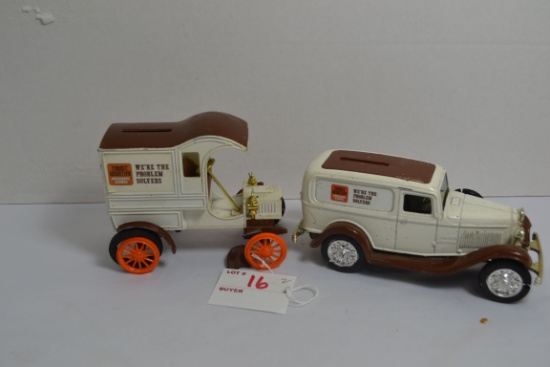Ertl Trustworthy Hardware Limited Edition 1932 Ford Delivery Van Bank and 1905 Ford's First Delivery