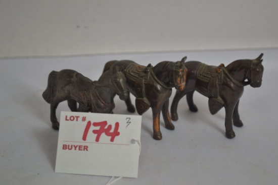 Group of Pot Metal Minatare Horses with Saddles