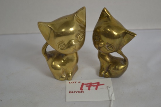 Pair of Brass Kittens