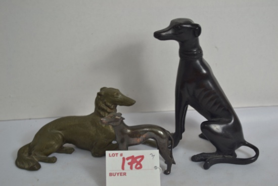 Group of 3 Metal, Pot Metal, and Composite Dogs; One Marked JL2627