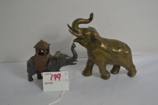 Brass Elephant and Pot Metal Elephant Incense Burner