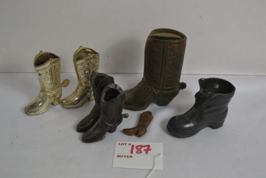 1 Lot of 3 Pair of Metal Boots