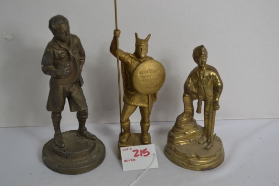 Group of 3 Advertising Statues including Viking, Coal Miner, and Boy Scout (Damaged)