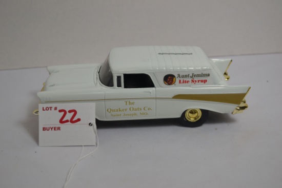 Ertl American Classic No. 030 1957 Chevrolet Quaker Oats/Aunt Jemima Light Syrup Bank; Made in Dyers
