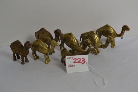 Group of 6 Miniature Brass Camels