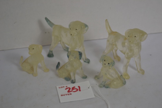 Group of 5 Clear Resin Family of Dogs