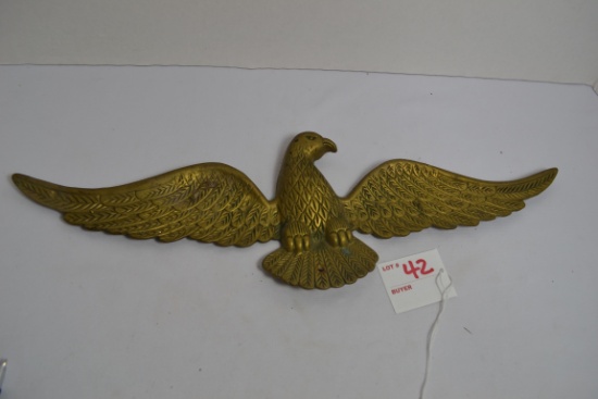 Vintage Brass Wall-Mount Eagle; 17"x5"