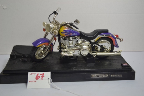Harley Davidson 80 Cubic Inch Soft Tail V2 Scale Model on Platform