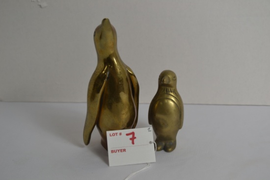 Pair of Brass Penguins; 6" and 4"