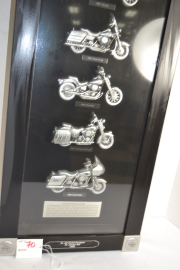 Framed Harley Davidson Motorcycles of the 1990s; 25"x12"