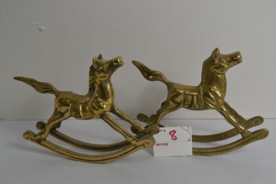 Pair of Brass Rocking Horses