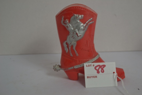 Vintage 1950s Roy Rogers Red Cowboy Boot Bank