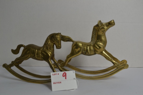 Pair of Brass Rocking Horses