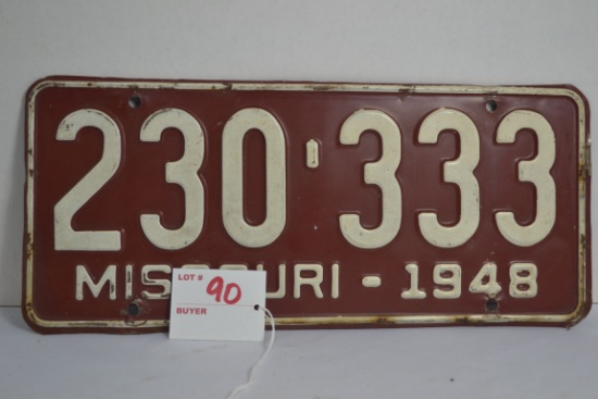 1948 Missouri License Plate