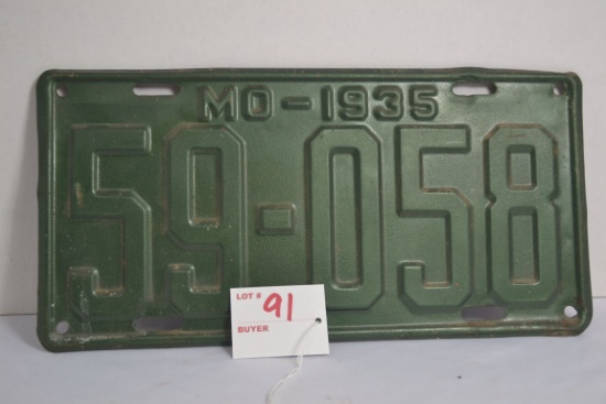 1935 Missouri License Plate