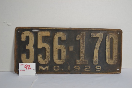 1929 Missouri License Plate