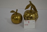 Vintage Brass Apple-Shaped Paperweight and Apple-Shaped Bell