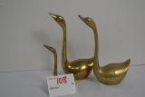 Group of 3 Brass Swans