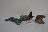 Pair of Alligator Paperweights and Alligator Souvenir from St. Augustine, Fl., Alligator Farm