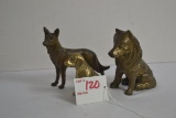 Group of 3 Brass and Pot Metal Collie Dogs