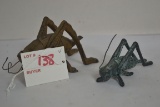 Pair of Cast Iron Grasshopper Figurines