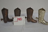 Group of Metal, Brass, and Silver-Colored Cowboy Boot Toothpick Holders