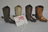 Group of Metal, Brass, and Silver-Colored Cowboy Boot Toothpick Holders